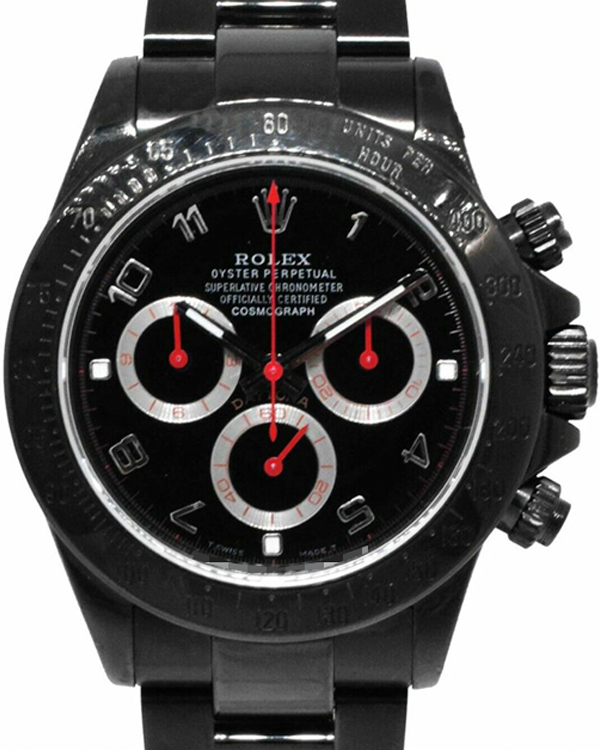 Rolex Cosmograph Daytona 40MM Aftermarket Black Dial Aftermarket Steel/PVD Bracelet (116520)