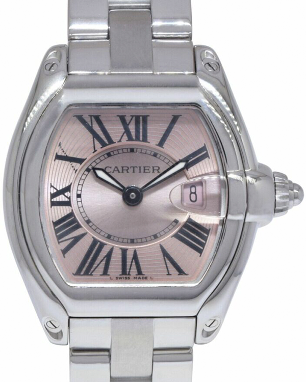 Cartier Roadster 32.5x29.5MM Quartz Pink Dial Steel Bracelet (W62017V3)