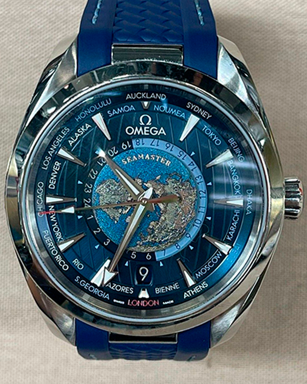 Omega Seamaster Aqua Terra Worldtimer 43MM Blue Dial Rubber Bracelet (220.10.43.22.03.001)