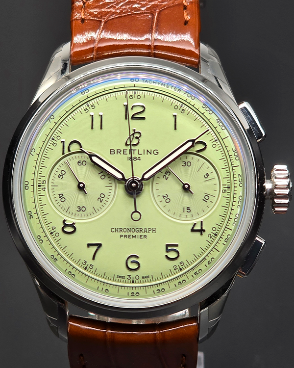 2023 Breitling Premier B09 Chronograph 40MM Pistachio Dial Leather Strap (AB0930)