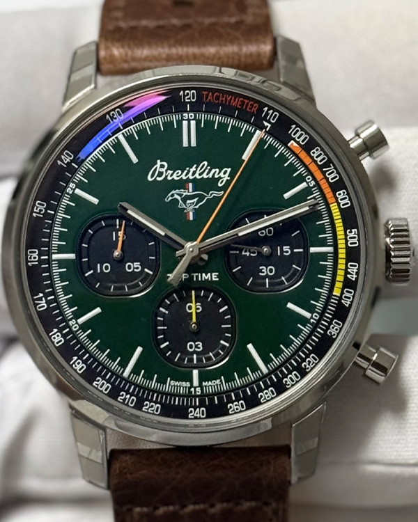 2023 Breitling Top Time Ford Mustang 42MM Green Dial Leather Strap (A253101A1L1X1)