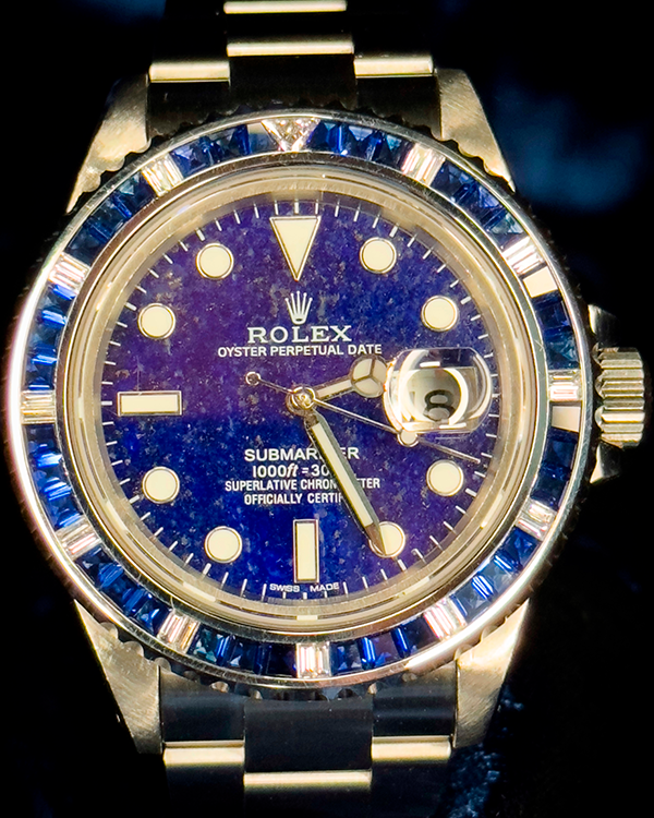 No Reserve - 2000 Rolex Submariner Date 40MM Aftermarket Blue Lapis Lazuli Dial Oyster Bracelet (16610)