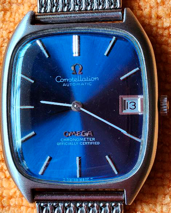 Omega Constellation Vintage 40x32MM Ocean Blue Dial Aftermarket Steel Bracelet (Cal. 1001)