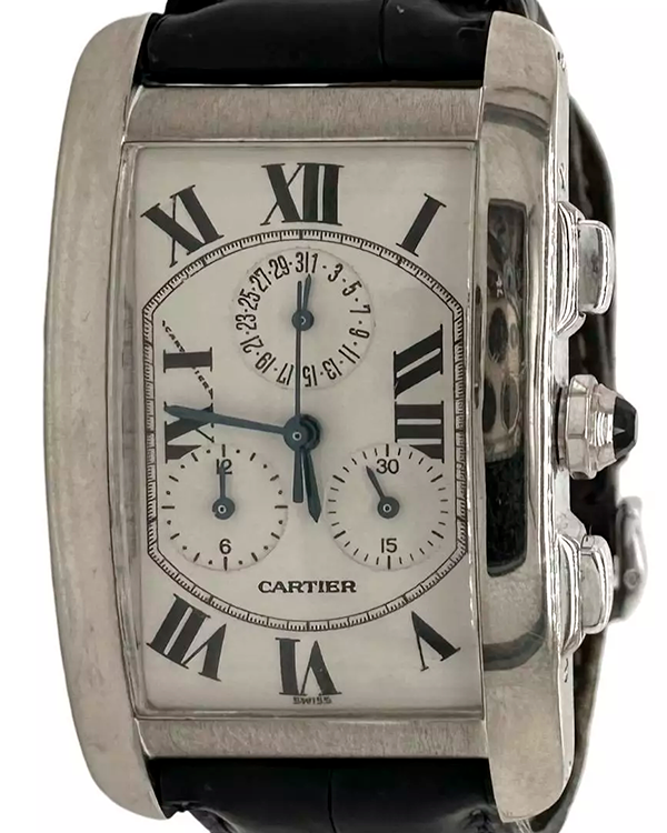 Cartier Tank Américaine 27MM Quartz White Dial Leather Strap (2312)