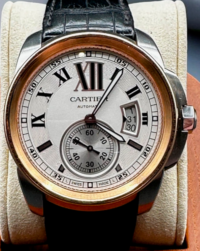 Cartier Calibre de Cartier 42MM Silver Dial Leather Strap (W7100039)