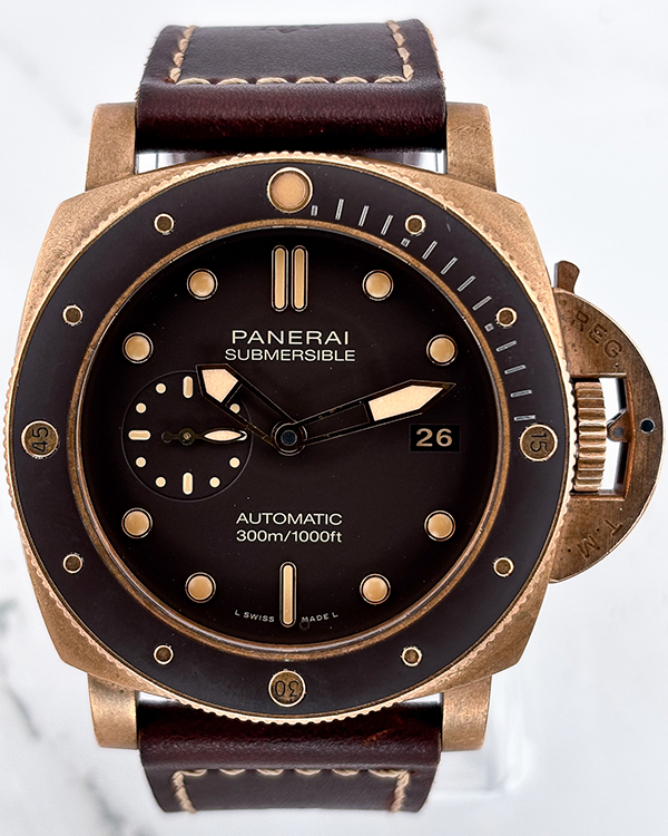 2019 Panerai Submersible Bronzo 47MM Brown Dial Leather Strap (PAM00968)