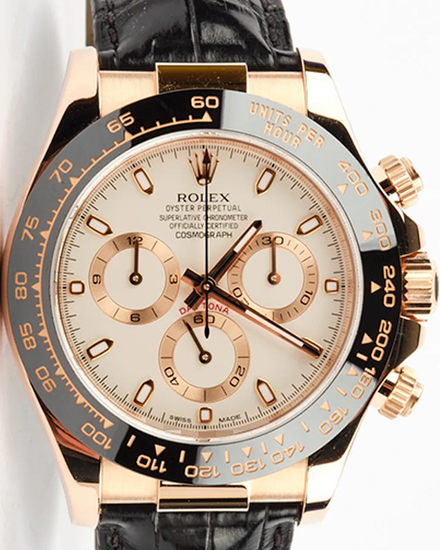 2016 Rolex Cosmograph Daytona 40MM White "Ivory" Dial Leather Strap (116515LN)