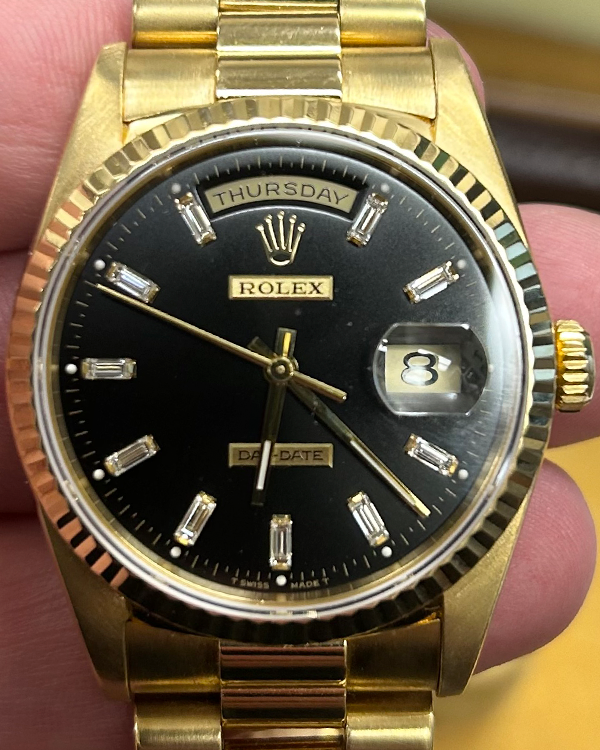 1997 Rolex Day-Date 36MM Aftermarket Black Dial President Bracelet (18238)