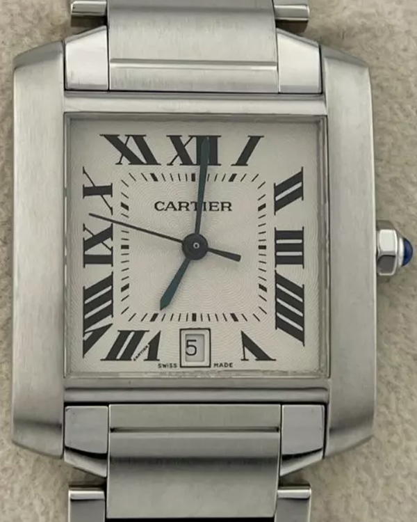 2002 Cartier Tank Française 28MM Silver Dial Steel Bracelet (W51002Q3)