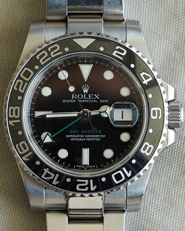 2010 Rolex GMT-Master II 40MM Black Dial Steel Bracelet (116710LN)