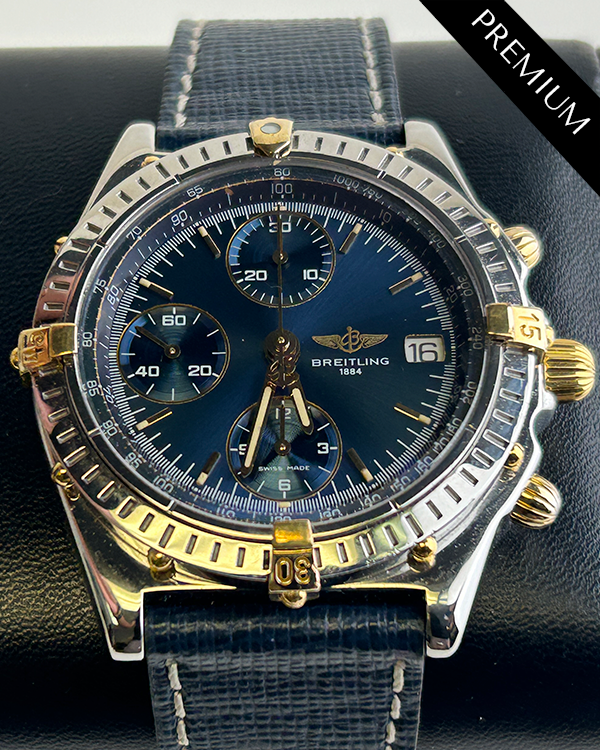 Breitling Chronomat Vitesse 40.50MM Blue Dial Aftermarket Leather Strap (B13050)