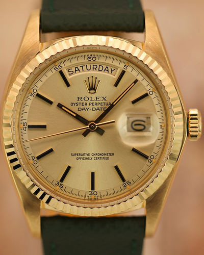 1976 (4.22 mill. Serial) Rolex Day-Date 36MM Champagne Dial Aftermarket Leather Strap (1803)