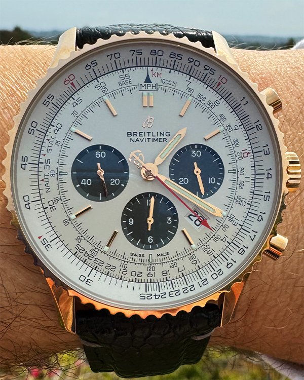 Breitling Navitimer 1 B01 Chronograph 46MM Silver Dial Aftermarket Leather Strap (RB0127121G1P1)