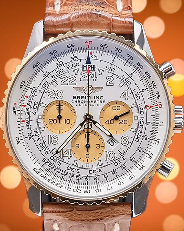 Breitling Navitimer Cosmonaute 41.5MM Silver Dial Leather Strap (D22322)