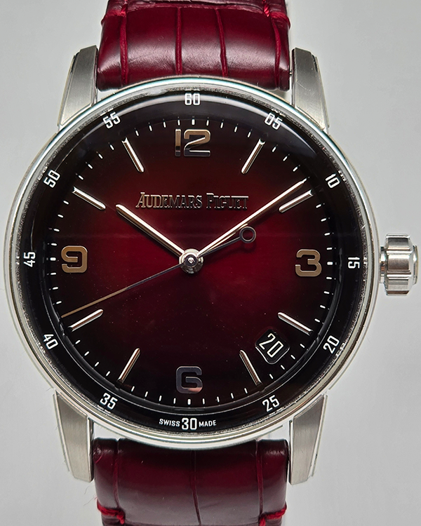 2022 Audemars Piguet Code 11.59 41MM Smoked Burgundy Dial Leather Strap (15210BC.OO.A500KB.01)