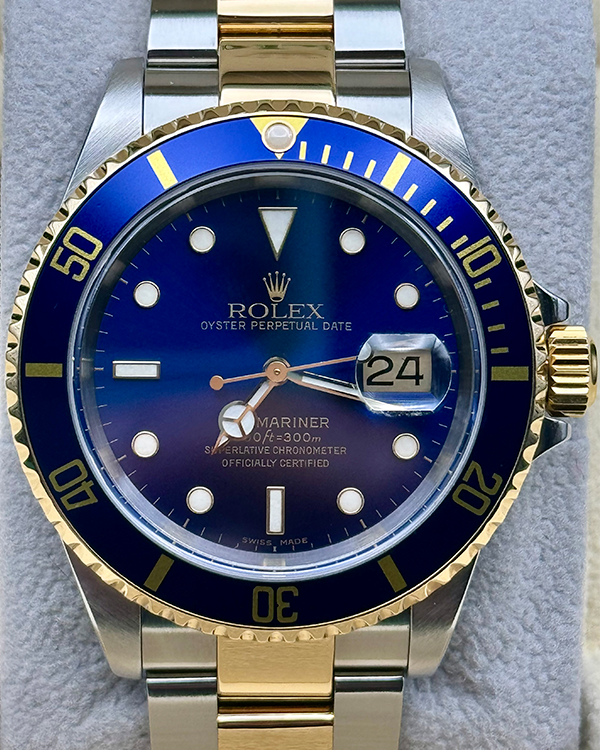 2001 (P Serial) Rolex Submariner Date "Bluesy" 40MM Blue Dial Two-Tone Oyster Bracelet (16613)