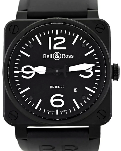 2011 Bell & Ross BR 03 Aviation 42MM Black Dial Rubber Strap (BR03-92-S)