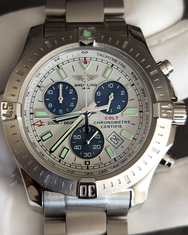 Breitling Colt Chronograph 44MM Quartz White Dial Steel Bracelet (A73388)