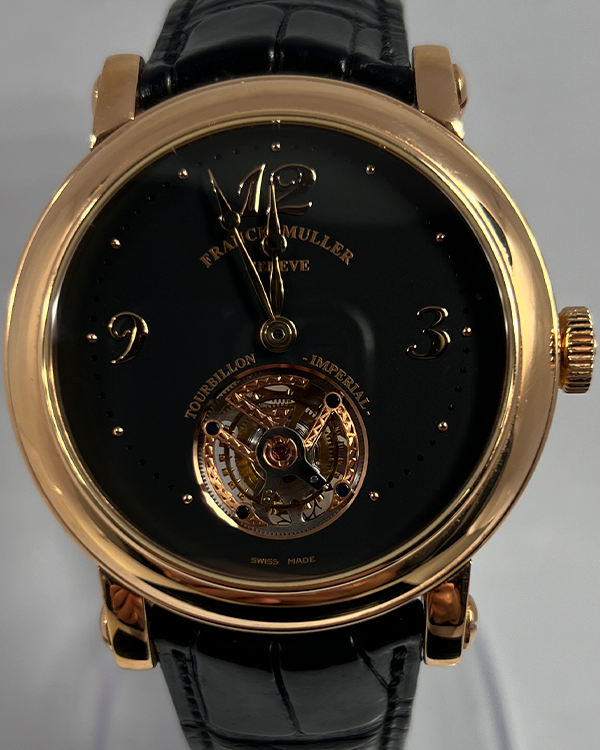 2009 Franck Muller Round Imperial Tourbillon 44MM Black Dial Leather Strap (7008T)