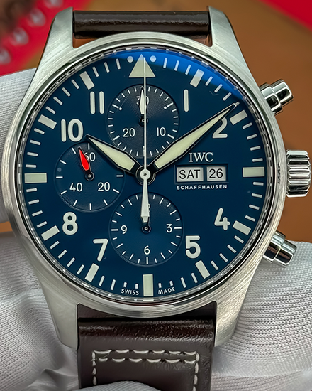 2019 IWC Schaffhausen Pilot Chronograph "Le Petit Prince" 43MM Blue Dial Leather Strap (IW377714)