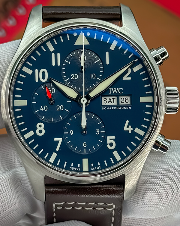2019 IWC Schaffhausen Pilot Chronograph "Le Petit Prince" 43MM Blue Dial Leather Strap (IW377714)