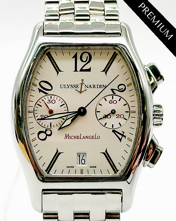 2001 Ulysse Nardin Michaelangelo 33.87MM White Dial Steel Bracelet (563-42)