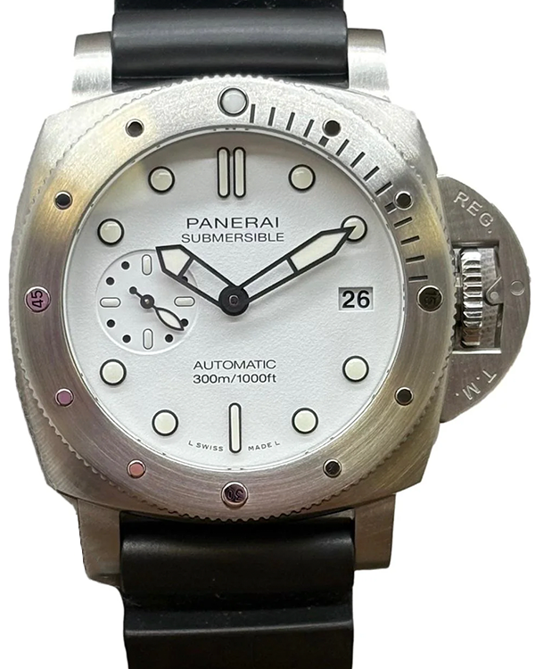 Panerai Submersible Bianco 42MM White Dial Rubber Strap (PAM02223)