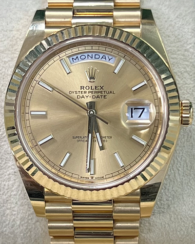 2022 Rolex Day-Date 40MM Champagne Dial Yellow Gold President Bracelet (228238)