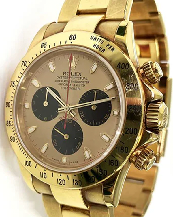 2002 Rolex Cosmograph Daytona 40MM Champagne Dial Yellow Gold Bracelet  (116528)