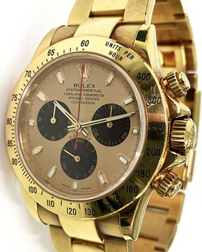 2002 Rolex Cosmograph Daytona 40MM Champagne Dial Yellow Gold Bracelet  (116528)