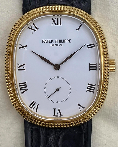 Patek Philippe Golden Ellipse 27MM Strap Yellow Gold White Dial (3987J)