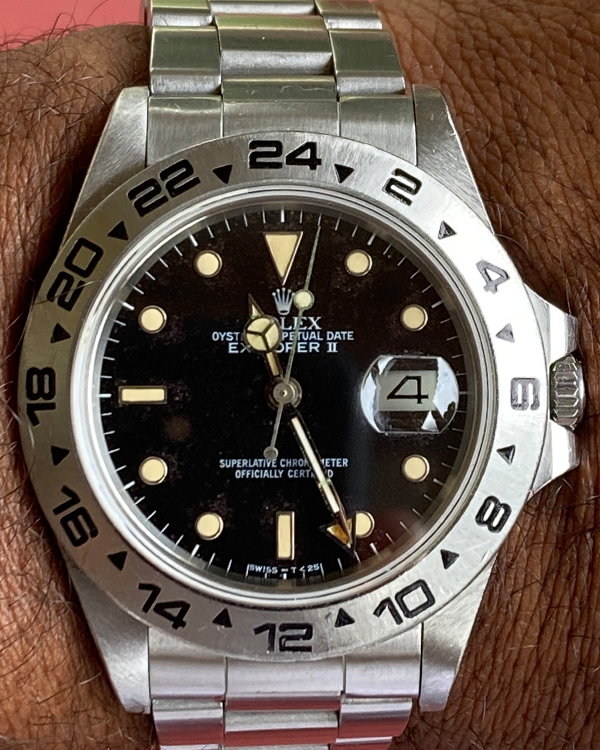 1987 (9 Mill. Serial) Rolex Explorer II 40MM "Stardust" Tropical Brown Dial Oyster Bracelet (16550)