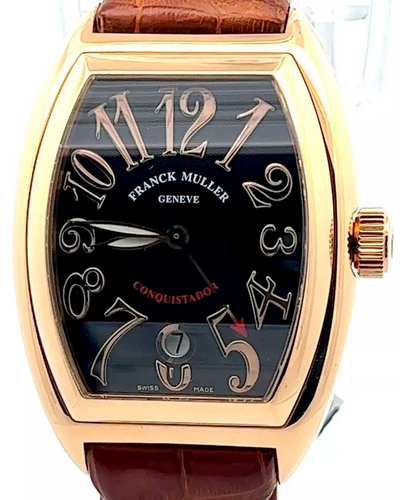 Franck Muller Conquistador 48x35MM Black Dial Leather Strap (8002 SC)