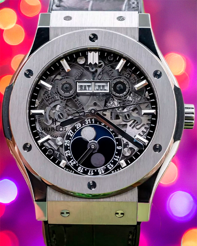 2019 Hublot Classic Fusion Aerofusion Moonphase 45MM Skeleton Dial Leather Strap (517.NX.0170.LR)