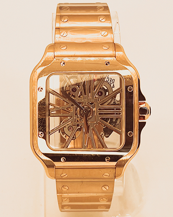 2021 Cartier Santos De Cartier Large 18K Rose Gold Skeleton Dial (WHSA0016)