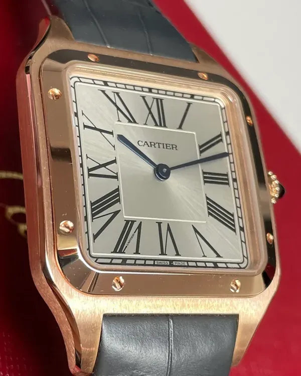 2022 Cartier Santos Dumont XL 46.6MM Silver Dial Leather Strap (WGSA0032)
