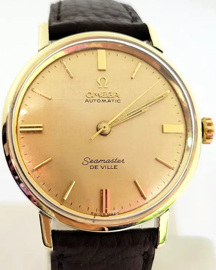 Omega Seamaster DeVille 34MM Champagne Dial Aftermarket Leather Strap (166.020)