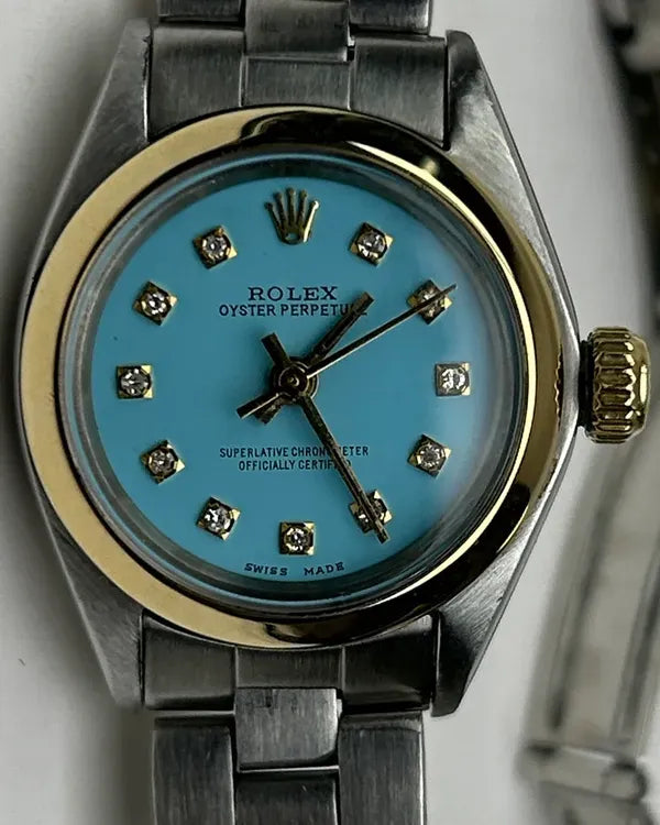 Rolex Oyster Perpetual 26MM Aftermarket Blue Dial Oyster Bracelet (6718)