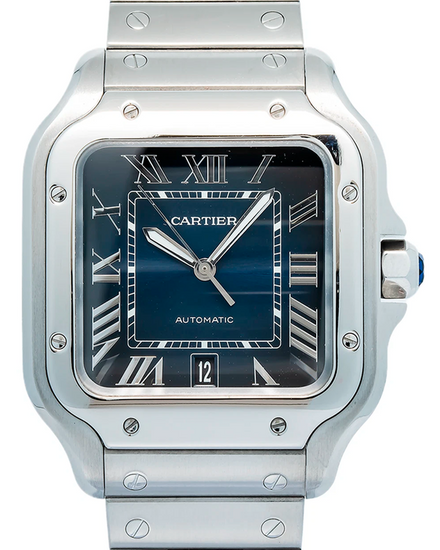 Cartier Santos De Cartier 39.8MM Blue Dial Steel Bracelet (WSSA0013)