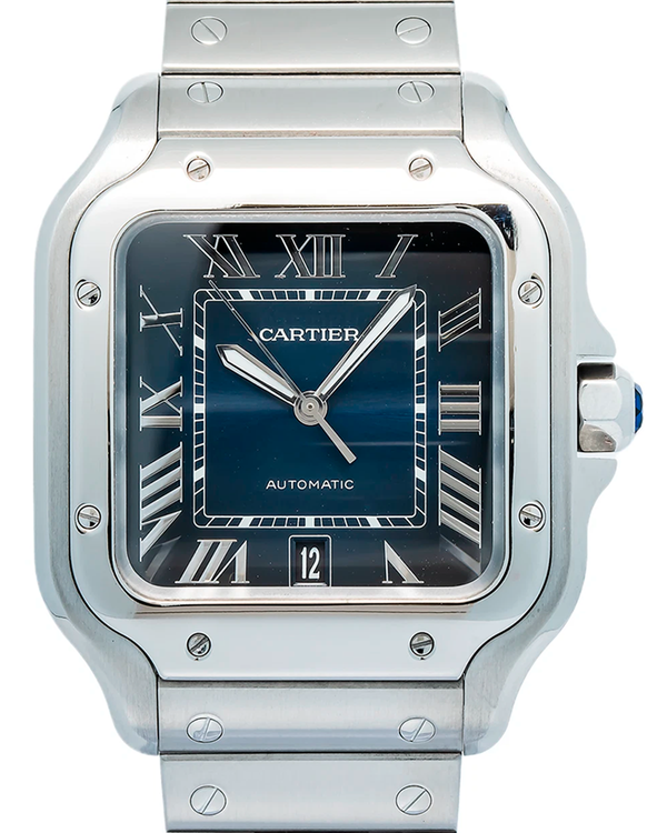 Cartier Santos De Cartier 39.8MM Blue Dial Steel Bracelet (WSSA0013)