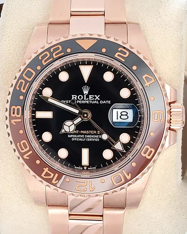 2024 Rolex GMT-Master II "Root Beer" 40MM Black Dial Rose Gold Bracelet (126715CHNR)