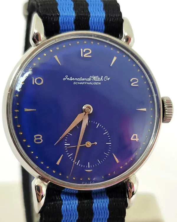IWC Schaffhausen Vintage 35.3MM Blue Dial Aftermarket Textile Strap (Cal.88)