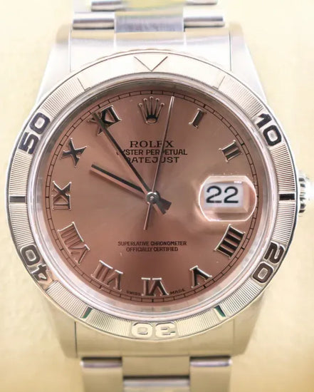 1999 (A Serial) Rolex Datejust Turn-O-Graph 36MM Salmon Dial Oyster Bracelet (16264)