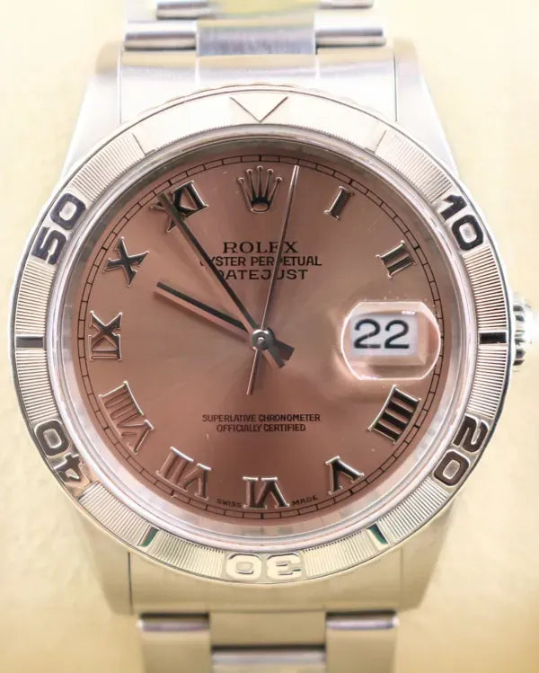 1999 (A Serial) Rolex Datejust Turn-O-Graph 36MM Salmon Dial Oyster Bracelet (16264)