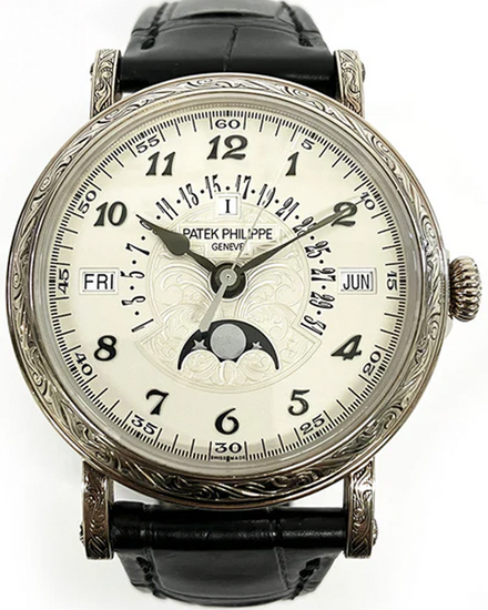 2018 Patek Philippe Grand Complications Retrograde Perpetual Calendar 38MM Silver Dial Leather Strap (5160/500G-001)