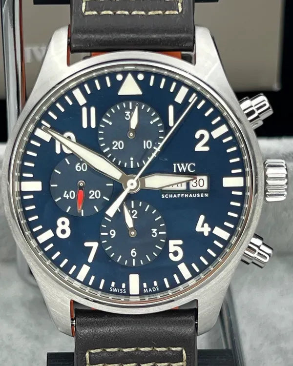 2019 IWC Schaffhausen Pilot Chronograph "Le Petit Prince" 43MM Blue Dial Leather Strap (IW377714)