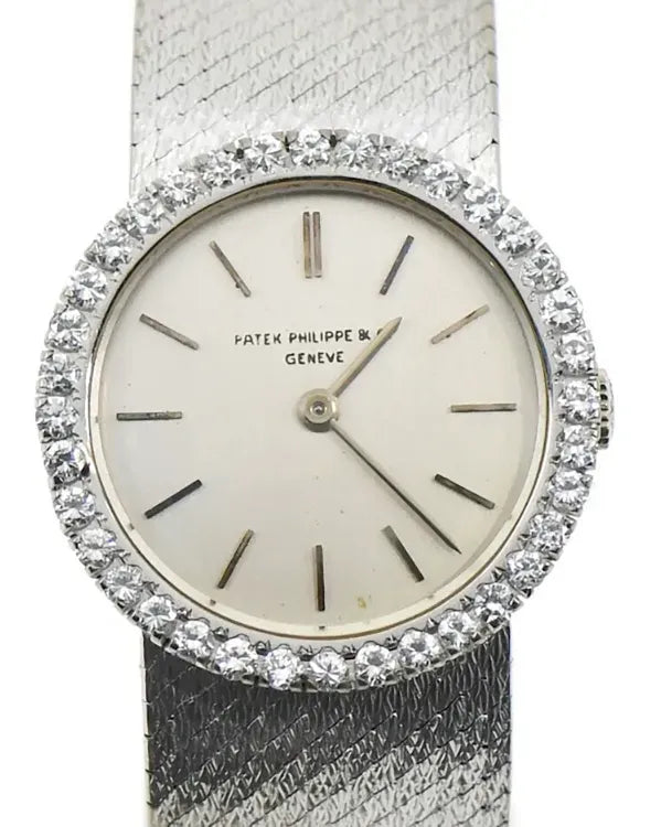 Patek Philippe Vintage 25MM Silver Dial White Gold Bracelet (3355)
