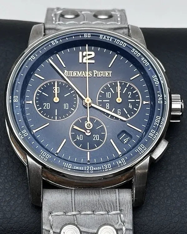 2022 Audemars Piguet Code 11.59 Flyback Chronograph 41MM Grey Dial Aftermarket Leather Strap (26393CR.OO.A002KB.01)