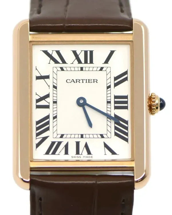 Cartier Tank 34.8MM Quartz White Dial Leather Strap (W5200025)