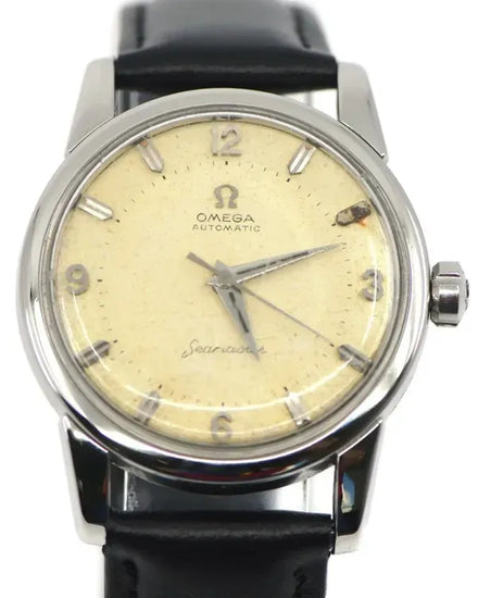 Omega Seamaster Vintage 34MM Silver Dial Aftermarket Leather Strap (2846 10SC)